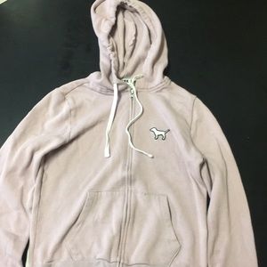 Pink Hooded Jacket with pockets dog on the front.